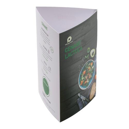 Papier-Aufsteller in Prismaform, kleine Ausf�hrung.