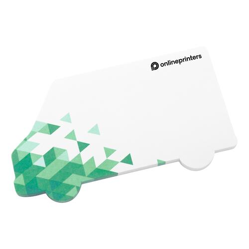 Bia&#322;e karteczki samoprzylepne w kszta&#322;cie furgonetki.