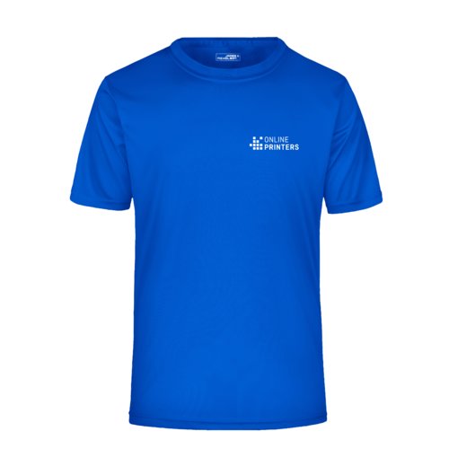 Krlewski niebieski poliestrowy T-shirt z krtkim r&#281;kawem.