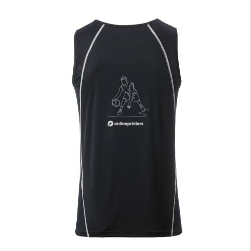 Czarno-bia&#322;y poliestrowy tank top sportowy m&#281;ski.