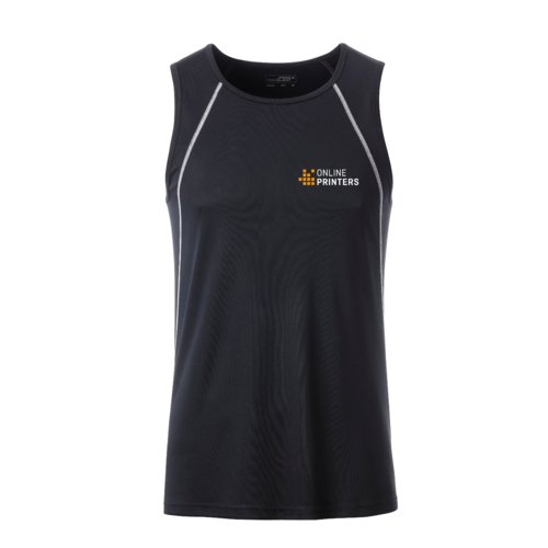 Ciemny m&#281;ski tank top sportowy z materia&#322;u funkcyjnego.