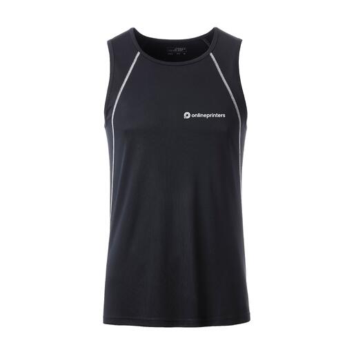 Ciemny m&#281;ski tank top sportowy z materia&#322;u funkcyjnego.