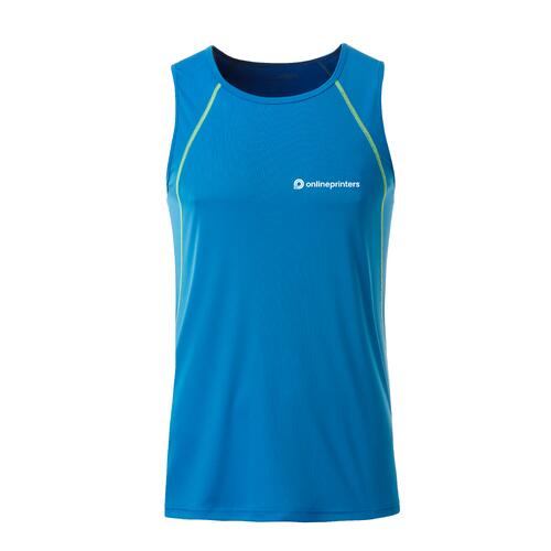 Niebiesko-neonowo&#380;�&#322;ty poliestrowy tank top m&#281;ski.
