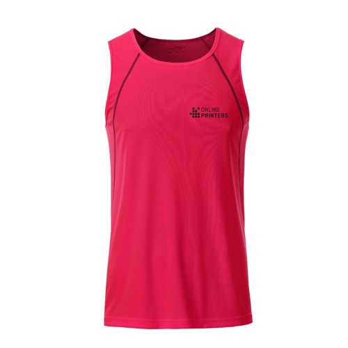 Neonowy r&#380;owo-szary poliestrowy tank top m&#281;ski.