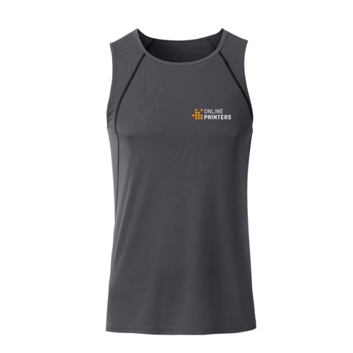 Ciemnoszary poliestrowy m&#281;ski tank top sportowy.