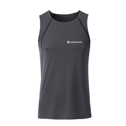 Ciemnoszary poliestrowy m&#281;ski tank top sportowy.