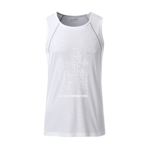 Bia&#322;y poliestrowy tank top m&#281;ski.