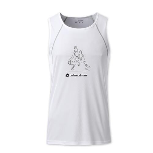 Bia&#322;y poliestrowy tank top m&#281;ski.