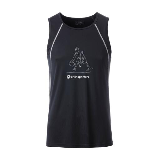 Czarno-bia&#322;y m&#281;ski tank top z poliestru o sportowym kroju.