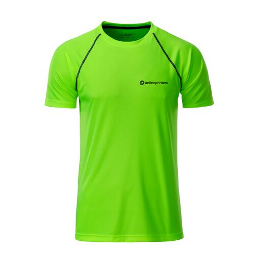 Zielona m&#281;ska koszulka sportowa z materia&#322;u funkcyjnego z kr�tkimi r&#281;kawami.