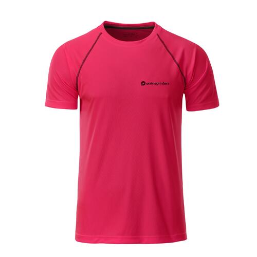 Neonowo-r�&#380;owa/szara koszulka sportowa m&#281;ska z kr�tkim r&#281;kawem.