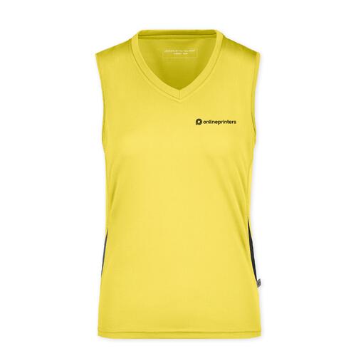 &#379;�&#322;ty poliestrowy damski tank top z dekoltem w serek.