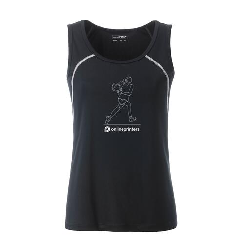 Czarno-bia&#322;y, poliestrowy podkoszulek damski.