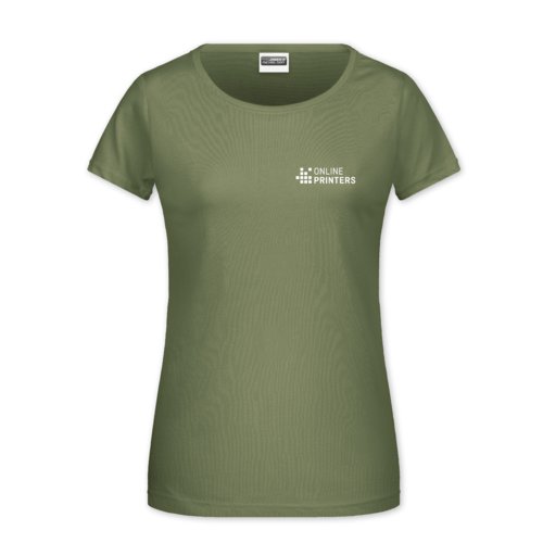 Khaki bawe&#322;niany T-shirt damski z krtkim r&#281;kawem.