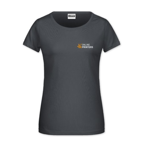Ciemnoszary bawe&#322;niany T-shirt damski z krtkim r&#281;kawem.