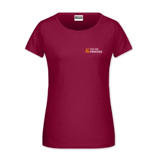 Burgundowy bawe&#322;niany T-shirt damski z krtkim r&#281;kawem.
