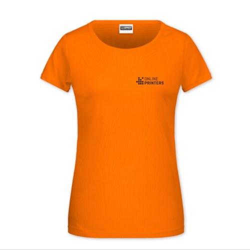 Pomara&#324;czowy damski T-shirt z bawe&#322;ny z krtkim r&#281;kawem.