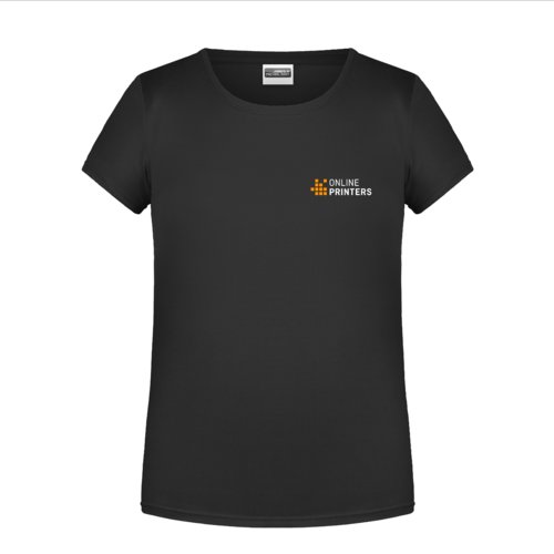 Czarny bawe&#322;niany T-shirt dla dziewcz&#261;t z krtkimi r&#281;kawami.