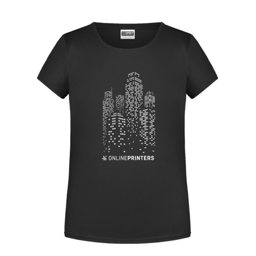 Czarny bawe&#322;niany T-shirt dla dziewcz&#261;t z krtkim r&#281;kawem.