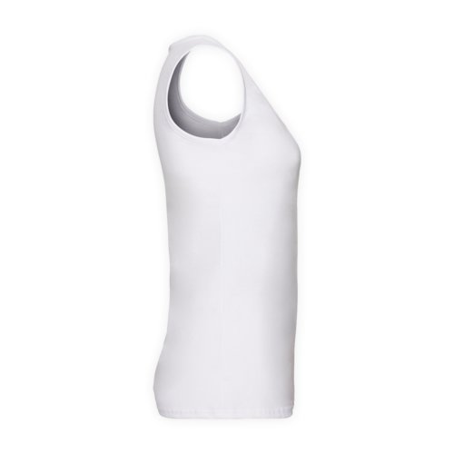 Bia&#322;y bawe&#322;niany tank top damski.