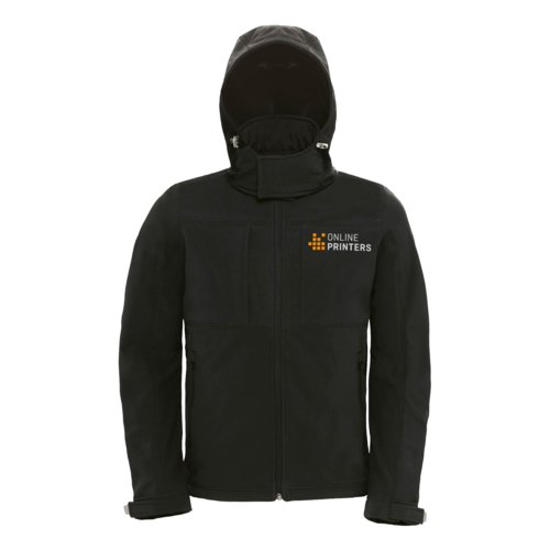Kurtka softshell z kapturem, zamkiem b&#322;yskawicznym i wieloma kieszeniami.