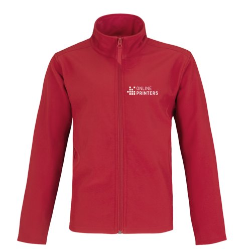 Czerwona kurtka softshell z poliestru i elastanu z pe&#322;nym zamkiem b&#322;yskawicznym.