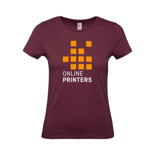 Burgundowy bawe&#322;niany T-shirt damski z krtkim r&#281;kawem.