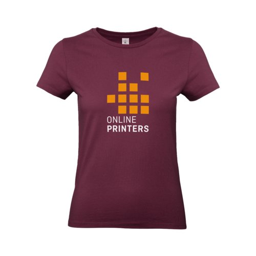 Burgundowy bawe&#322;niany T-shirt damski.