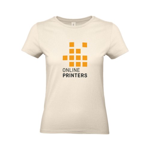 Be&#380;owy damski T-shirt z bawe&#322;ny z krtkim r&#281;kawem.