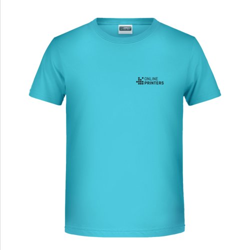 Turkusowy bawe&#322;niany T-shirt z krtkim r&#281;kawem.