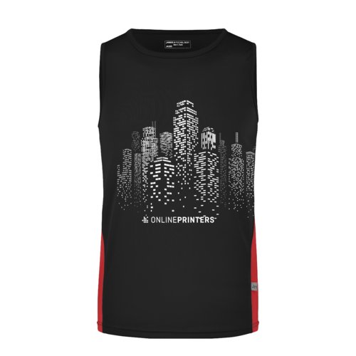 Czarno-czerwony poliestrowy tank top m&#281;ski.