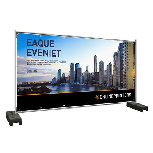 Baner PVC na ogrodzenia budowlane, odporny na warunki atmosferyczne z oczkami.