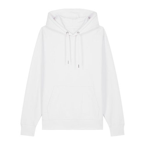 Bia&#322;a bawe&#322;niana bluza z kapturem, unisex, z kapturem i kieszeni&#261; kangurka.
