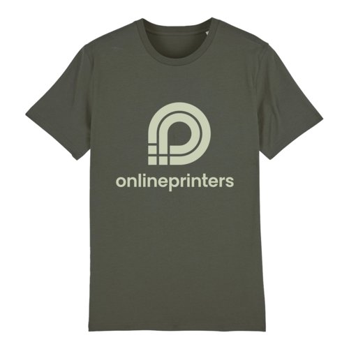 Khaki bawe&#322;niany T-shirt, krj unisex, z krtkim r&#281;kawem.