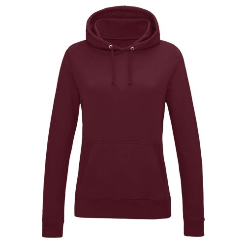 Burgundowa bluza z kapturem w stylu college z bawe&#322;ny i poliestru z kapturem i kieszeni&#261; kangurk&#261;.