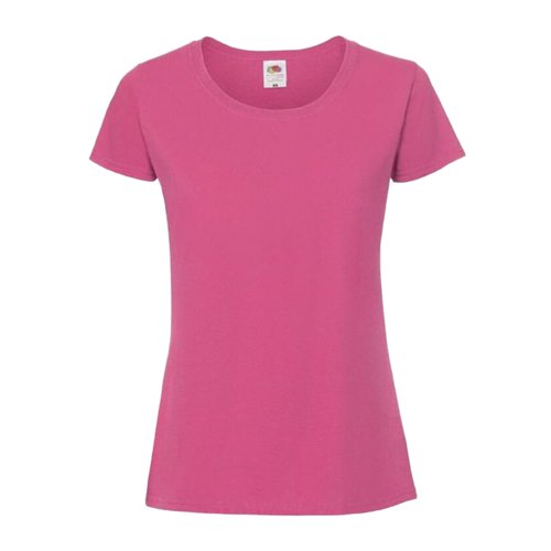 Fuksjowy bawe&#322;niany t-shirt damski z krtkim r&#281;kawem.