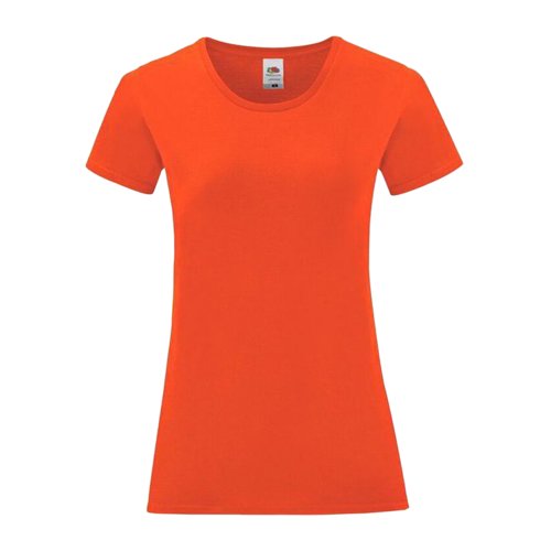 Pomara&#324;czowy damski T-shirt z bawe&#322;ny z krtkim r&#281;kawem.