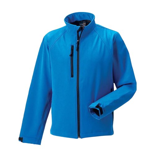 Lazurowa kurtka softshell z poliestru i elastanu dla m&#281;&#380;czyzn.