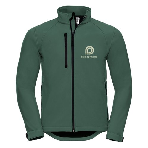Zielona kurtka softshell m&#281;ska z pe&#322;nym zamkiem b&#322;yskawicznym.
