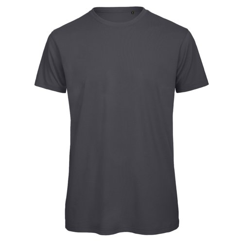 Ciemnoszary bawe&#322;niany T-shirt z krtkimi r&#281;kawami i okr&#261;g&#322;ym dekoltem.