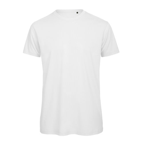 Bia&#322;y bawe&#322;niany T-shirt z krtkimi r&#281;kawami i okr&#261;g&#322;ym dekoltem.