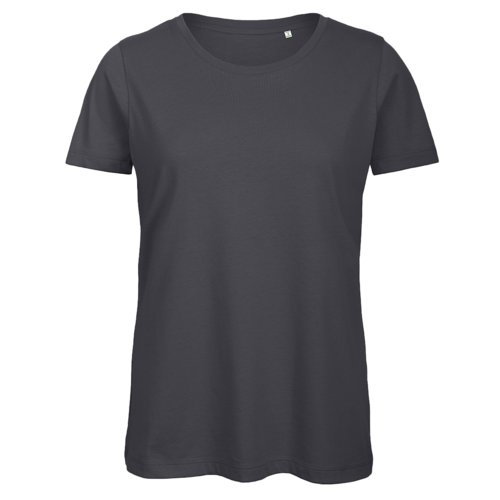 Ciemnoszary bawe&#322;niany T-shirt damski z krtkim r&#281;kawem.