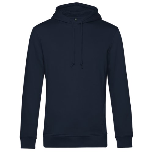 Granatowa bluza z kapturem wykonana z mieszanki bawe&#322;ny organicznej i poliestru ze sznurkiem.
