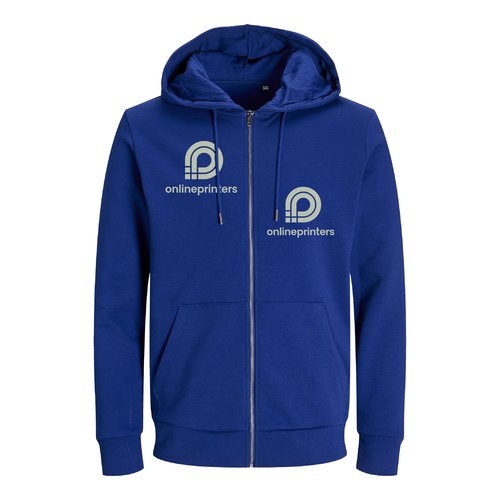 Granatowa bluza dresowa z mieszanki bawe&#322;ny, kr�j unisex z kapturem i pe&#322;nym zamkiem b&#322;yskawicznym.