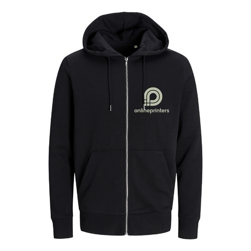 Czarna bluza z kapturem z tkaniny z pe&#322;nym zamkiem b&#322;yskawicznym, krj unisex.