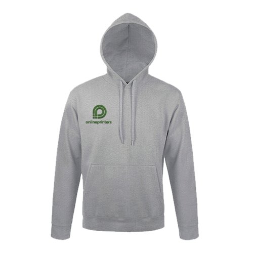 Szara melanżowa bluza z kapturem z mieszanki bawełny z kapturem i kieszenią kangurką.