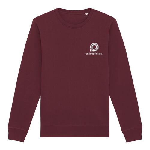 Burgundowa bluza unisex z bawełny organicznej i poliestru.