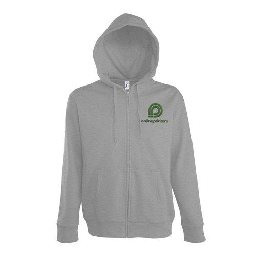 Szara melan&#380;owa bluza z kapturem wykonana z mieszanki bawe&#322;ny z pe&#322;nym zamkiem b&#322;yskawicznym.