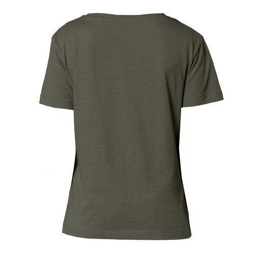 Khaki bawełniany T-shirt damski z kr�tkim rękawem.