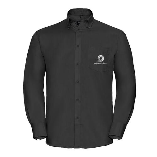 Czarna bawełniana koszula męska z długimi rękawami.